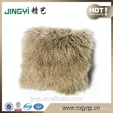 2017Hot Design Mongolian Tibet Lamb fur Pillow Sheepskin Fur Pillow Cushion Wine Color